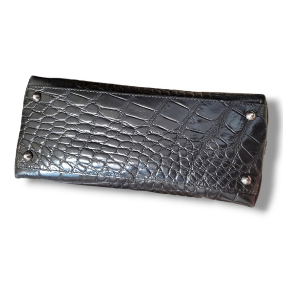 FURLA Vintage Mini Croc Embossed Leather Top Handle Shoulder Handbag - Picture 13 of 16